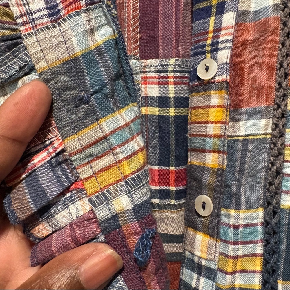 Antik Batik Jerro Patchwork Dress Ruffle Blue Pla… - image 5